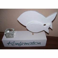 Deko zur  Taufe, Konfirmation, Kommunion, Hochzeit Fische auf Block