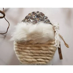 Deko-Ei elegant originell weiß Glitzersteine Spitze