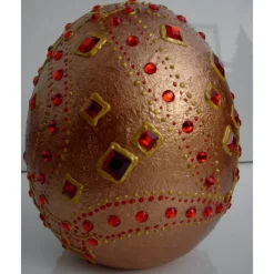 Dekoei KUPFERFEUER Acrylmalerei auf einem Keramikei Ostergeschenk Kunst Künstler-Ei Sammlerstück Unikat