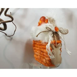 Deko-Ei orange Glitzersteine Holz zum Stellen