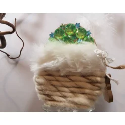 Deko-Ei originell grün türkis Glitzersteine Spitze