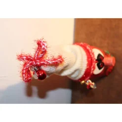 Dekofigur BÄUMCHENWICHTEL Weihnachtswichtel witzige Upcyclingfigur aus Sektflasche m. handgestricktem Mützchen