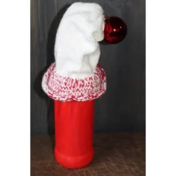 Dekofigur GLITZERWICHTEL Weihnachtswichtel witzige Upcyclingfigur aus Glasflasche m. handgestricktem Mützchen