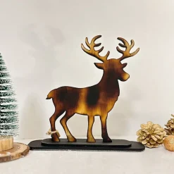 Deko-Figur Hirsch K1, geflammt, Weihnachtsdekoration aus Holz