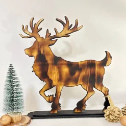 Deko-Figur Hirsch M1, geflammt, Weihnachtsdekoration aus Holz