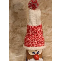 Dekofigur JEANS-OPA Weihnachtswichtel witzige Upcyclingfigur aus Glasflasche m. handgestricktem Mützchen