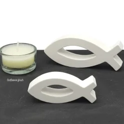 Deko-Fisch in 2 Größen – Christliche Deko für Taufe, Kommunion & Hochzeit