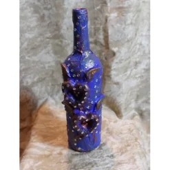 Dekoflasche GEFLÜGELTE HERZEN Upcycling Flasche Flaschenkunst Dekoration Collage Wohndeko Geldgeschenk