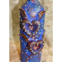 Dekoflasche GEFLÜGELTE HERZEN Upcycling Flasche Flaschenkunst Dekoration Collage Wohndeko Geldgeschenk