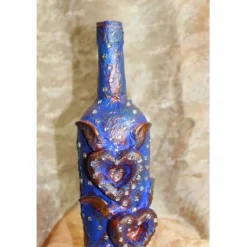 Dekoflasche GEFLÜGELTE HERZEN Upcycling Flasche Flaschenkunst Dekoration Collage Wohndeko Geldgeschenk