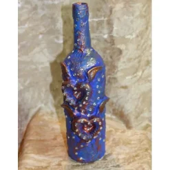 Dekoflasche GEFLÜGELTE HERZEN Upcycling Flasche Flaschenkunst Dekoration Collage Wohndeko Geldgeschenk