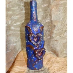 Dekoflasche GEFLÜGELTE HERZEN Upcycling Flasche Flaschenkunst Dekoration Collage Wohndeko Geldgeschenk