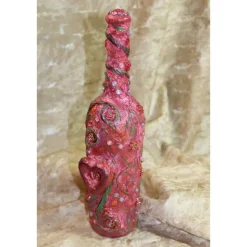 Dekoflasche HERZ & ROSEN Upcycling Flasche Flaschenkunst Dekoration Collage Kunst Malerei handgearbeitetes Unikat
