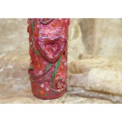 Dekoflasche HERZ & ROSEN Upcycling Flasche Flaschenkunst Dekoration Collage Kunst Malerei handgearbeitetes Unikat