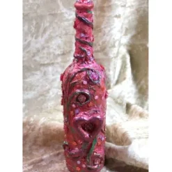 Dekoflasche HERZ & ROSEN Upcycling Flasche Flaschenkunst Dekoration Collage Kunst Malerei handgearbeitetes Unikat