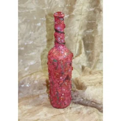 Dekoflasche HERZ & ROSEN Upcycling Flasche Flaschenkunst Dekoration Collage Kunst Malerei handgearbeitetes Unikat