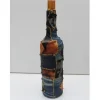 Dekoflasche JEANSLIEBE Upcycling dekorierte Glasflasche Flaschenkunst Dekoration Collage auf Flasche