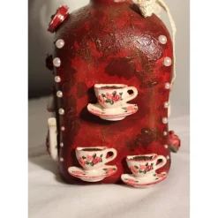 Dekoflasche KAFFEEKRÄNZCHEN Upcycling bemalte Glasflasche Geschenk Frauengeschenk zu Geburtstag Valentinstag Muttertag