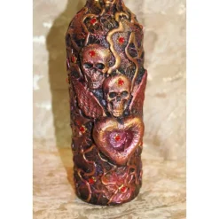 Dekoflasche SKULLS & HEART Upcycling Flasche Flaschenkunst Dekoration Collage Wohndeko Geldgeschenk Steampunk Gothic
