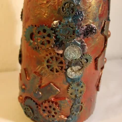 Dekoflasche STEAMPUNK DREAMS Upcycling Industrial-Style Vintagedeko Maritime Deko Geschenkidee für Steampunkfans