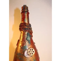 Dekoflasche STEAMPUNK DREAMS Upcycling Industrial-Style Vintagedeko Maritime Deko Geschenkidee für Steampunkfans