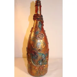 Dekoflasche STEAMPUNK DREAMS Upcycling Industrial-Style Vintagedeko Maritime Deko Geschenkidee für Steampunkfans