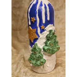 Dekoflasche WINTERLANDSCHAFT Upcycling bemalte Glasflasche Geschenk Winterdeko Wohndeko Weihnachtsdeko