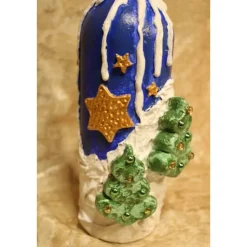 Dekoflasche WINTERLANDSCHAFT Upcycling bemalte Glasflasche Geschenk Winterdeko Wohndeko Weihnachtsdeko