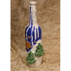 Dekoflasche WINTERLANDSCHAFT Upcycling bemalte Glasflasche Geschenk Winterdeko Wohndeko Weihnachtsdeko