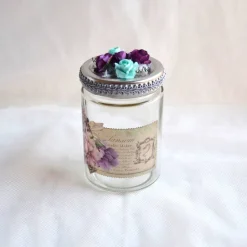 Dekoglas mit Porzellansticker lila-türkis