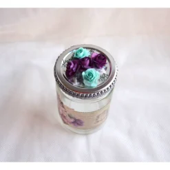 Dekoglas mit Porzellansticker lila-türkis