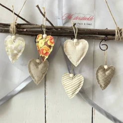 Dekoherz Herzanhänger Boho-Style beige braun DIY