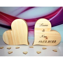 Dekoherz mit individueller Wunschgravur, natur / Holzherz / Herz aus Holz / Holzdeko