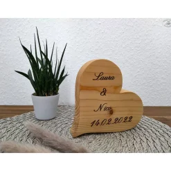 Dekoherz mit individueller Wunschgravur, natur / Holzherz / Herz aus Holz / Holzdeko