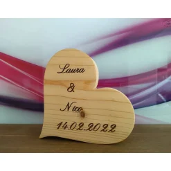 Dekoherz mit individueller Wunschgravur, natur / Holzherz / Herz aus Holz / Holzdeko