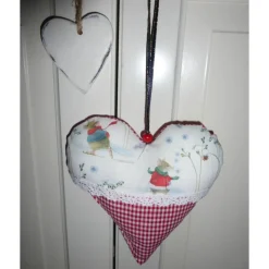 Dekoherz 'Schlittschuh-Maus', Weihnachtsdeko, Adventsdekoration, Herz, Wintermäuse, Wintertraum, Unikat