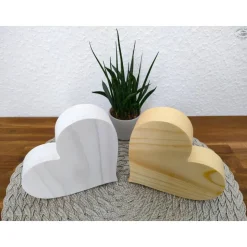 Dekoherz, weiß / Herz aus Holz / Holzherz