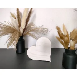 Dekoherz, weiß / Herz aus Holz / Holzherz