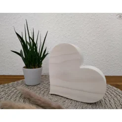 Dekoherz, weiß / Herz aus Holz / Holzherz