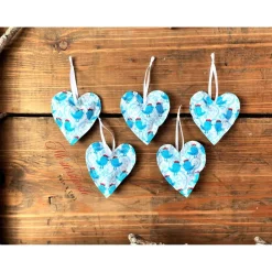 Dekoherzchen Set Geschenkanhänger Frühlingsdeko türkis