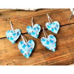 Dekoherzchen Set Geschenkanhänger Frühlingsdeko türkis