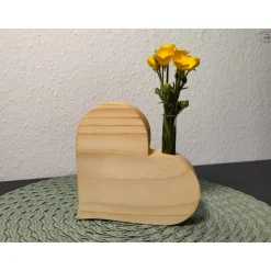 Dekoherz-Vase mit Reagenzglas aus Fichtenholz