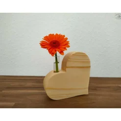 Dekoherz-Vase mit Reagenzglas aus Fichtenholz