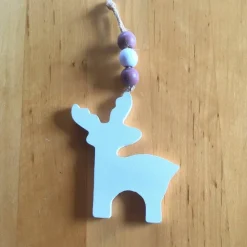 Dekohänger Elch für Weihnachten aus Holz in weiß von Hobbyhaus