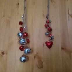 Dekohänger Mobile Weihnachten 26-32 cm Schellen Glöckchen rot silber Jute Metall