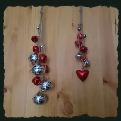 Dekohänger Mobile Weihnachten 26-32 cm Schellen Glöckchen rot silber Jute Metall