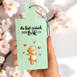 Deko-Holzbrettchen "Unentbärlich" • Pastell-Mint • Perfekt zum Muttertag