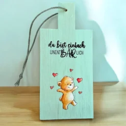 Deko-Holzbrettchen "Unentbärlich" • Pastell-Mint • Perfekt zum Muttertag