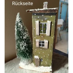 Deko-Holz-Winterhaus, handbemalt