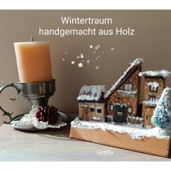 Deko-Holz-Winterhäuser, handbemalt